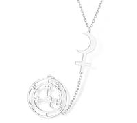 VASSAGO Lilith Collier avec symbole de déesse Lilith Black Moon Sigil de Lilith Black Moon Astrologie Croissant de Lune Pendentif Croix Double Protection Sorcellerie Gothique Pagan Amulette