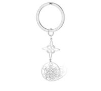 VASSAGO Metatron Porte-clés cube de sorcière en acier inoxydable avec amulette de protection pour nœud celtique et géométrie sacrée Bijoux pour homme et femme (argent)