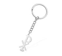 VASSAGO Porte-clés Chi Rho Christ Christogramme Alpha Omega PX XP Symbole Porte-clés Jésus Bijoux Religieux Chrétiens Femmes (Argent)