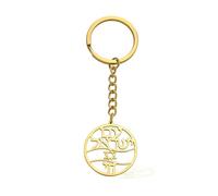 VASSAGO Porte-clés étoile de David en acier inoxydable Chai juif Am Yisrael Amulette hébraïque Bijoux Cadeau pour homme et femme, doré, réglable