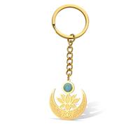 VASSAGO Porte-clés Fleur de Lotus Pour les femmes Porte-clés Unalome Lotus Moon Bijoux de méditation de yoga de guérison spirituelle de Bouddha (Gold1)
