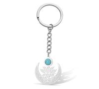 VASSAGO Porte-clés Fleur de Lotus Pour les femmes Porte-clés Unalome Lotus Moon Bijoux de méditation de yoga de guérison spirituelle de Bouddha (Argenté)