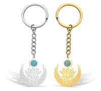 VASSAGO Porte-clés Fleur de Lotus Pour les femmes Porte-clés Unalome Lotus Moon Bijoux de méditation de yoga de guérison spirituelle de Bouddha (S + G1)