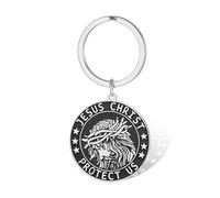 VASSAGO Porte-clés Jésus Christ en acier inoxydable pour prière chrétienne communion baptême confirmation bijoux religieux cadeaux Argenté taille unique (Or)
