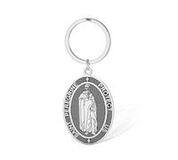 VASSAGO Porte-clés Saint Peregrine en acier inoxydable Patron Saint des patients Espoir religieux Cadeau religieux Médaille Saint Catholique Porte-clés