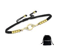 VASSAGO Rise From the Ashes Bracelet Phoenix en acier inoxydable avec breloque oiseau de feu réglable coulissant tressé cordon bracelet cadeau d'anniversaire (fil doré-noir)