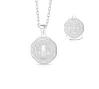 VASSAGO Saint Benoît Médaille Collier en acier inoxydable Médaille de San Benito Collier Christienne Croix Catholique Exorcisme Pendentif Bible Verset Protection Amulette Religion Femmes Hommes