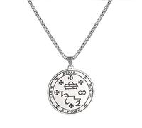 VASSAGO Sceau de l'Archange Azrael Sigil Collier en Acier Inoxydable Amulette Magique Talisman Symbole Collier Pendentif Bijoux Cadeau pour Hommes Femmes