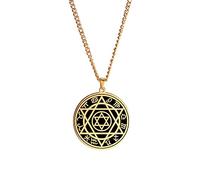 VASSAGO Talisman Sceau de Salomon Collier avec pendentif étoile de David 12 constellations en acier inoxydable, Acier inoxydable