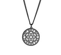 VASSAGO Talisman Sceau de Salomon Collier avec pendentif étoile de David 12 constellations en acier inoxydable, Acier inoxydable