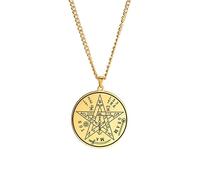 VASSAGO Vintage Jewish Esoteric Tetragrammaton Stainless Steel Necklace Pentagram Talisman Name of God Pendant Jewellery for Men Women