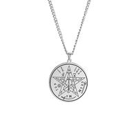 VASSAGO Vintage Jewish Esoteric Tetragrammaton Stainless Steel Necklace Pentagram Talisman Name of God Pendant Jewellery for Men Women