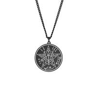 VASSAGO Vintage Jewish Esoteric Tetragrammaton Stainless Steel Necklace Pentagram Talisman Name of God Pendant Jewellery for Men Women