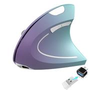 Vassink Souris ergonomique sans fil rechargeable, USB A + type C (2 en 1), 800/1200/1600 DPI, 6 boutons, souris verticale du canal carpien 2,4 GHz, pour ordinateur portable, bureau, MacBook Violet