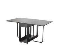 VASTATIO Table de salle à manger pliante extra large de 89,9 cm - Table à feuilles rabattables pour économiser de l'espace avec roues verrouillables et rangement, dessus en bois massif écologique