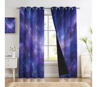 Vaste Univers Ciel Étoilé Lot De 2 Rideaux Occultants, Style Science-Fiction Moderne Rideau Thermique Isolant Anti Froid, 140 X 240 Cm, Rideaux Occultant avec Œillets Rideau Fenetre