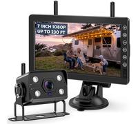 VASTEND Caméra de Recul sans Fil 1080P - Kit Caméra de Recul Voiture avec Moniteur 7" HD, Vision Nocturne, Caméra Étanche, Compatible 4 Canaux, Signal Stabilisé - Idéal pour Van, Caravane, Remorque