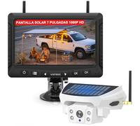 VASTEND Caméra de Recul sans Fil Solaire avec Écran 7", Système de Recul Numérique HD 720P, Batterie 10000mAh & Support Magnétique, Étanche IP69K pour Camping-Car, Camion, Remorque