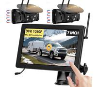VASTEND Caméra de Recul sans Fil Solaire, Magnétique 7" 1080P Caméra de Recul 9600mAh Rechargeable Batterie, Installation DIY, Vision Nocturne, pour Fourgon, Camion, Remorque, Camping Car(VS-7C2)
