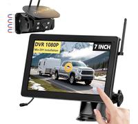 VASTEND Caméra de Recul sans Fil Solaire, Magnétique 7" 1080P Caméra de Recul 9600mAh Rechargeable Batterie, Installation DIY, Vision Nocturne, pour Fourgon, Camion, Remorque, Camping Car(VS-7C)