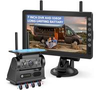 VASTEND Solaire Caméra de Recul sans Fil avec 7" Moniteur 1080P, Magnétique à Batterie Rechargeable 10000 mAh, Prend en 4 Caméras, pour Camions, Camping Car, Caravane(VS-7B)