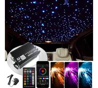 VASTFIRE Lumière d'ambiance en fibre optique pour intérieur de voiture (500 pièces x 2 m x 0,75 mm), télécommande sans fil 16 W pour voiture, salle à manger, chambre d'enfant, décoration de festival