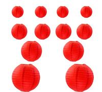 Vastsea 12 Pièces Lampions Rouge, Lanterne Rouge à Papier Rond Lampe, Décoration Lanterne, Postuler à pour Noël Mariage Anniversaire Fête(Rouge)