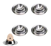 Vastsea 4 Pièces Coquetiers en Acier Inoxydable, Support Doeufs de Coquetier Empilable Poli, Ensemble de Coquetiers, Convient pour la Maison, la Cuisine, Le Lave-Vaisselle(Argent)
