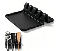Vastsea Repose Cuillère Kitchen, Repose-Ustensiles en Silicone, Ensemble de Repose-Cuillère en Silicone, pour Outils de Cuisine, Cuillères, Porte-Cuillère pour Casserole, Spatule (Noir)