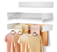 Vasunray étendoir Mural Pliable pour vêtements, séchoir à Linge Rabattable Invisible, Gain de Place, rétractable pour Serviettes, avec gabarit de Fixation (5 Barres de séchage, Blanc 80 cm)