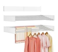 Vasunray étendoir Mural Pliable pour vêtements, séchoir à Linge Rabattable Invisible, Gain de Place, rétractable pour Serviettes, avec gabarit de Fixation (6 Barres de séchage, Blanc 100 cm)