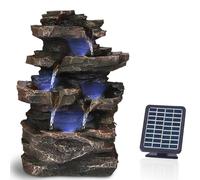 VATCH Fontaine de Jardin Solaire pour intérieur et extérieur avec éclairage LED - Véritable Cascade Rock Fontaine de Jardin Vintage Grande pour décoration de Jardin extérieur