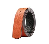 Vatee's Ceinture de remplacement en cuir véritable sans boucle pour hommes 34mm large 120cm longue Orange & Noir