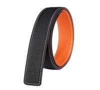 Vatee's Ceintures en cuir véritable réversibles pour hommes/femmes sangle de ceinture de remplacement sans boucle 38mm de large 100cm longue Noir/Orange