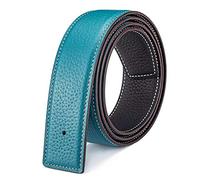 Vatee's Ceintures en cuir véritable réversibles pour hommes/femmes sangle de ceinture de remplacement sans boucle 32mm de large 95cm longue Bleu Clair/Noir