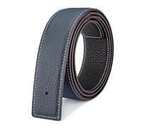 Vatee's Ceintures en cuir véritable réversibles pour hommes/femmes sangle de ceinture de remplacement sans boucle 38mm de large 120cm longue Bleu/Noir