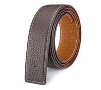 Vatee's Ceintures en cuir véritable réversibles pour hommes/femmes sangle de ceinture de remplacement sans boucle 32mm de large 105cm longue Jaune/Marron