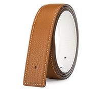 Vatee's Ceintures en cuir véritable réversibles pour hommes/femmes sangle de ceinture de remplacement sans boucle 38mm de large 115cm longue Blanc/Jaune