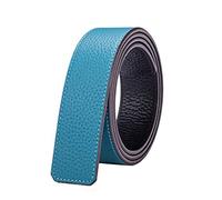 Vatee's Ceintures en cuir véritable réversibles pour hommes/femmes sangle de ceinture de remplacement sans boucle 38mm de large 100cm longue Noir/Bleu Clair