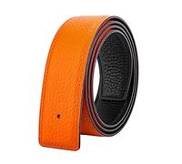 Vatee's Ceintures en cuir véritable réversibles pour hommes/femmes sangle de ceinture de remplacement sans boucle 32mm de large 110cm longue Noir/Orange