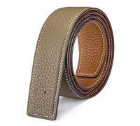 Vatee's Ceintures en cuir véritable réversibles pour hommes/femmes sangle de ceinture de remplacement sans boucle 38mm de large 105cm longue Jaune/Khaki