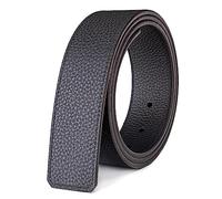 Vatee's Ceintures en cuir véritable réversibles pour hommes/femmes sangle de ceinture de remplacement sans boucle 38mm de large 125cm longue Noir/Noir