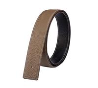 Vatee's Ceintures en cuir véritable réversibles pour hommes/femmes sangle de ceinture de remplacement sans boucle 32mm de large 100cm longue Noir/Khaki