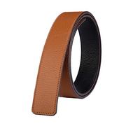 Vatee's Ceintures en cuir véritable réversibles pour hommes/femmes sangle de ceinture de remplacement sans boucle 38mm de large 120cm longue Noir/Jaune