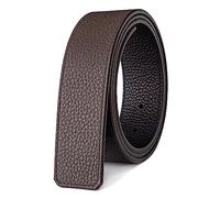 Vatee's Ceintures en cuir véritable réversibles pour hommes/femmes sangle de ceinture de remplacement sans boucle 38mm de large 125cm longue Noir/Marron