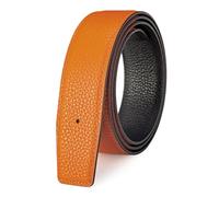 Vatee's Hommes/Femmes Cuir Véritable Réversible Sans Boucle Sangle De Ceinture De Remplacement 38mm de large 115cm longue Noir/Orange