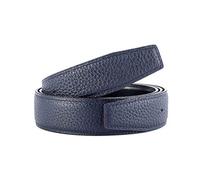 Vatee's Sangle de ceinture de rechange en cuir véritable pour Femmes/Hommes sans boucle 32mm de Large 120cm Longue Bleu Foncé