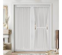 Vatge 50% Sunlight Blocking French Door Curtains - Rod Pocket Curtain Panel for Door Decoration, No Drill Rodless Blackout Drape, 1 Panel, W54 x L72, Greyish White