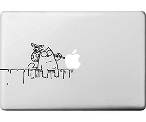 Vati Feuilles amovible Creative Petit Chat Blanc Prenez Art Wrap Decal Sticker Peau noire pour Apple Macbook Pro Air Mac 13 "15" pouces / Unibody 13 "15" pouces pour ordinateur portable