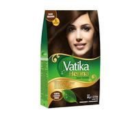 Vatika Henna Coloration Cheveux Brun Foncé - 6 sachets de 10g - Henné biologique avec Café & Grenade - Cache les cheveux gris, apporte brillance et vitalité - Sans ammoniaque - Nourrit et protège